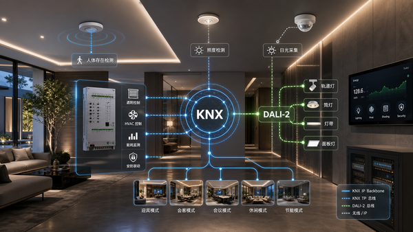 KNX + DALI-2：大型智能化项目里，照明和传感器正在变成“空间感知系统”